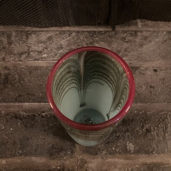 Tall Blue/Brown Signed Henry LevineArt Glass VASE (10.75"Hgt x 3.25"Dia) - Picture 2 of 5